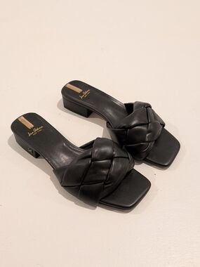 Sam Edelman Black Braided Leather Slide Sandals